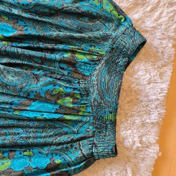 Carole Little Womens Floral Patterned Maxi Skirt  Blue and Green Size 10 Fairy - Picture 3 of 7